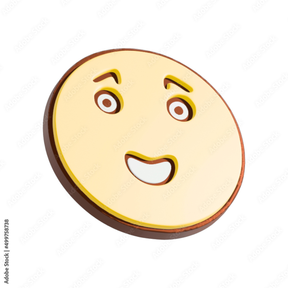 Fototapeta premium Happy smiley face 3d illustration. Cartoon character isolated on white background.