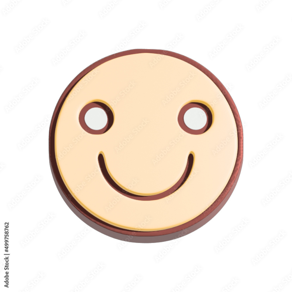Fototapeta premium Happy smiley face 3d illustration. Cartoon character isolated on white background.