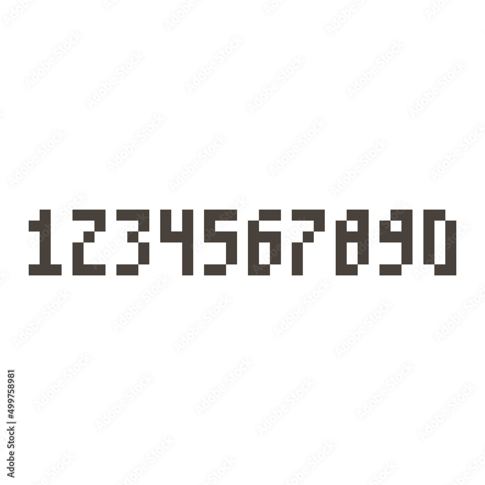 monochrome simple vector flat pixel art set of numbers from one to zero monochrome simple vector flat pixel art set of numbers from one to zero