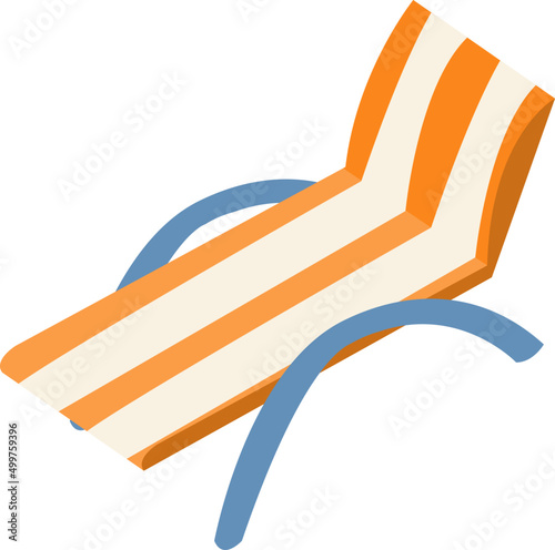 Tableau sur toile Red Striped Deckchair as Folding Fabric Chair for Beach Sunbathing Vector Illust