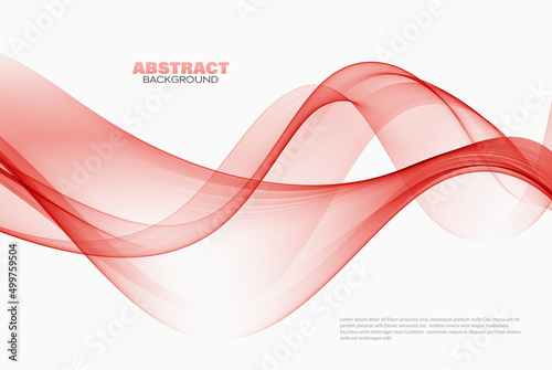 Transparent smooth red wave,flow of transparent lines.Abstract wave vector background. © lesikvit