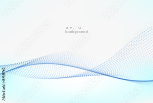 Abstract particle wave vector background, smooth curved fluid array dot shape.Blue abstract wave.