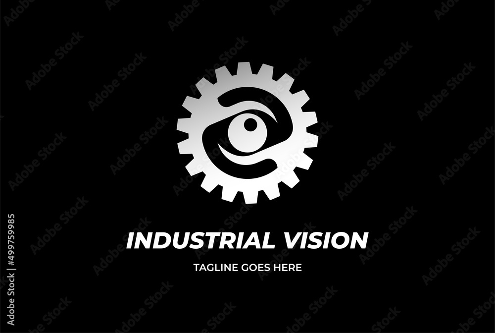 Industrial Auto Gear Cog Sprocket Chain Eye Camera Vision Logo Design Vector