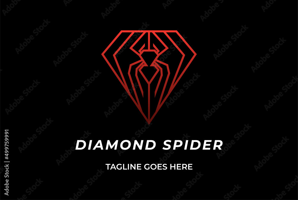 Geometric Diamond Red Widow Spider for Sport Team Club Logo Design Vector