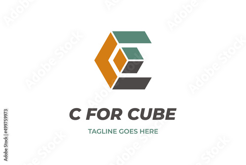 Simple Minimalist Geometric Initial Letter C for Cube Box Logo Design Vector