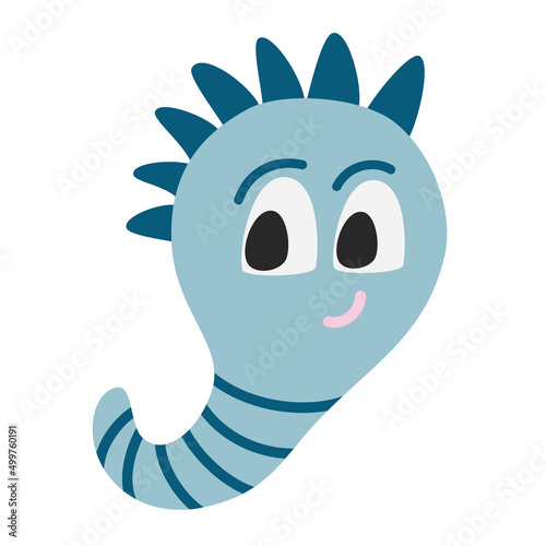 Monster. Cute space monster for kids and toys. Funny bright character in a hand-drawn cartoon doodle style. Ideal for packaging games, puzzles, mazes. Vector cartoon illustrations