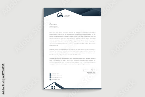 Real estate business letterhead design. Creative Clean business style print ready letterhead design for your corporate building and real estate project. The Letterhead Element Of Stationery Design