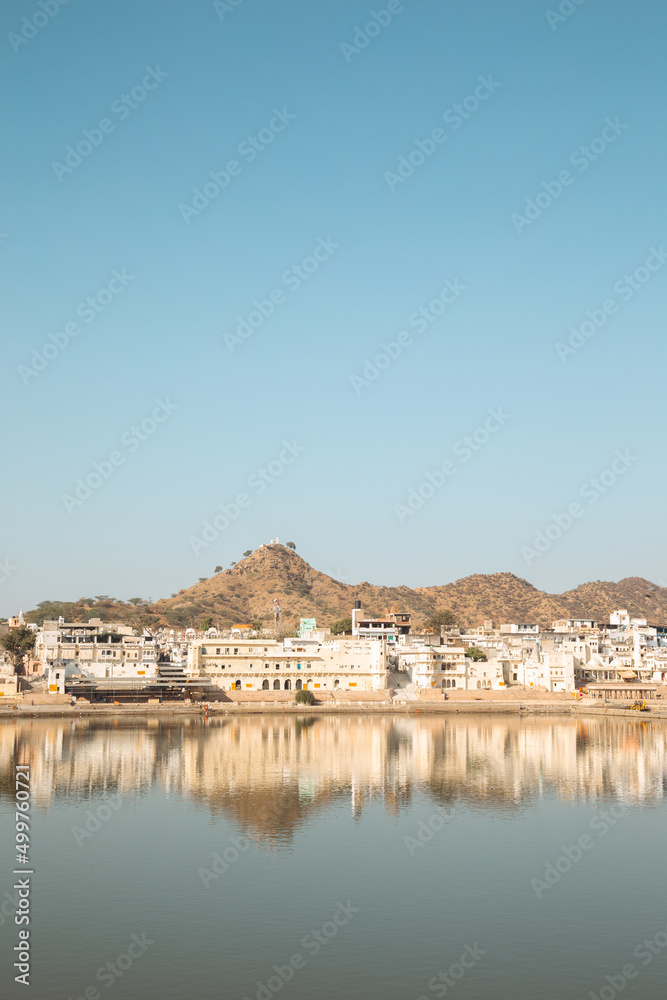 Ghat and Pushkar lake in Pushkar, India Ghat and Pushkar lake in Pushkar, India