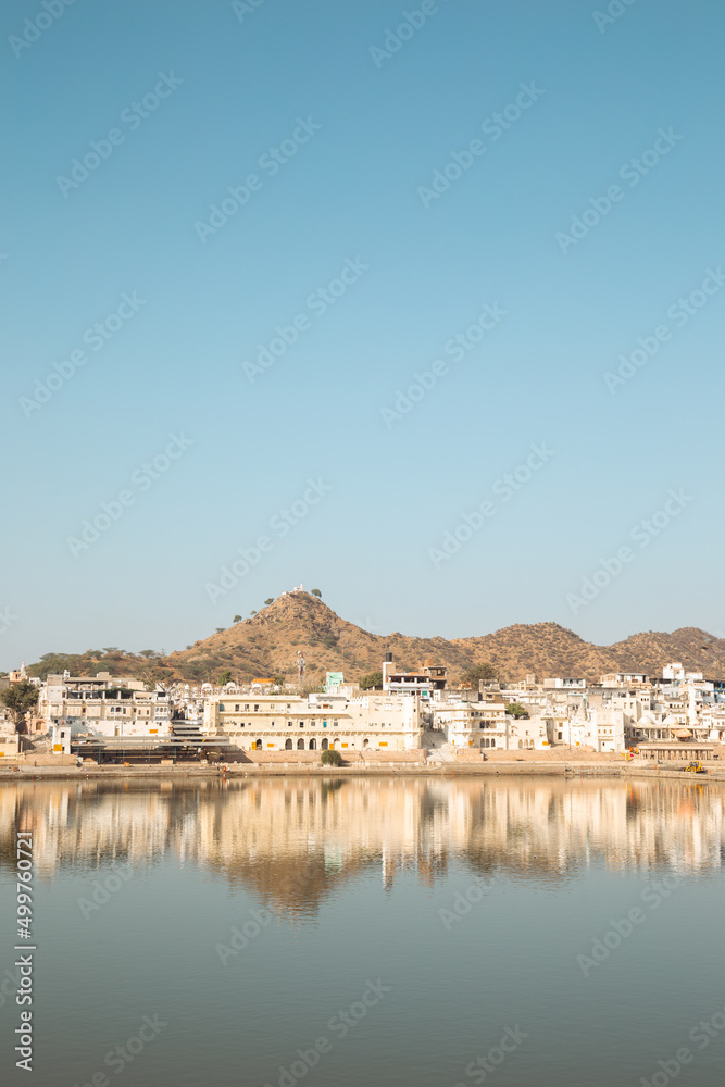 Ghat and Pushkar lake in Pushkar, India