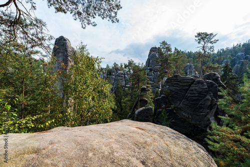 Adrspasske skaly rock town from Velke panorama viewpoiint in Czech republic photo