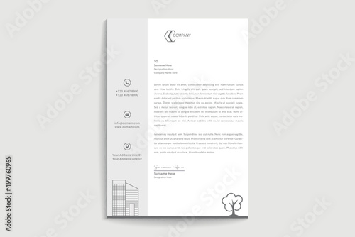 Real estate business letterhead design. Creative Clean business style print ready letterhead design for your corporate building and real estate project. The Letterhead Element Of Stationery Design