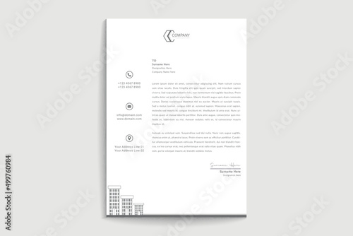 Real estate business letterhead design. Creative Clean business style print ready letterhead design for your corporate building and real estate project. The Letterhead Element Of Stationery Design
