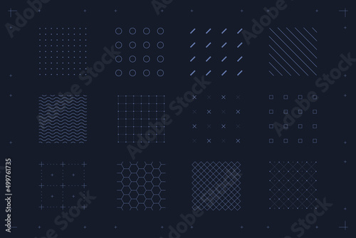HUD texture. Geometric shape set for business design. Futuristic pattern for web user interface. Vector illustration