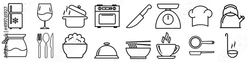 Kitchen vector icon set. cooking illustration symbol collection. food sign or logo.