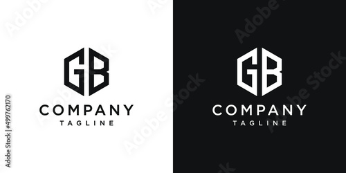 Creative Letter GB Monogram Hexagon Logo Design Icon Template White and Black Background