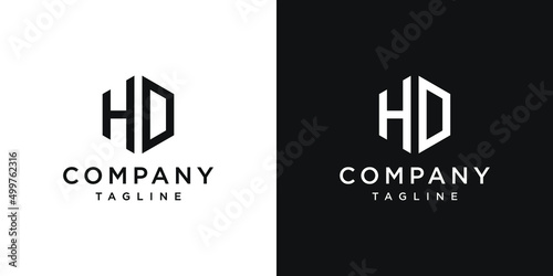 Creative Letter HD Monogram Hexagon Logo Design Icon Template White and Black Background