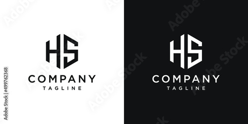 Creative Letter HS Monogram Hexagon Logo Design Icon Template White and Black Background photo