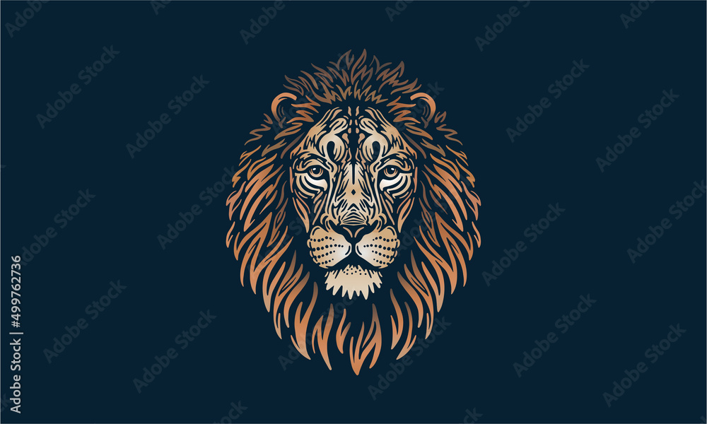 Asiatic lion on dark background, vector, illustration logo, sign, emblem. Asiatic lion on dark background, vector, illustration logo, sign, emblem.