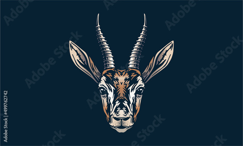 Chinkara on dark background, vector, illustration logo, sign, emblem.