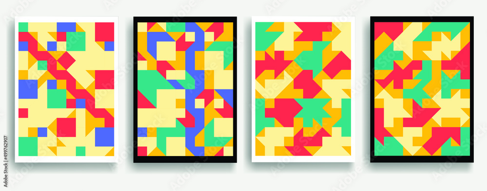 Aesthetic geometric posters .Modern art .Abstract minimal composition . Contemporary vector design 