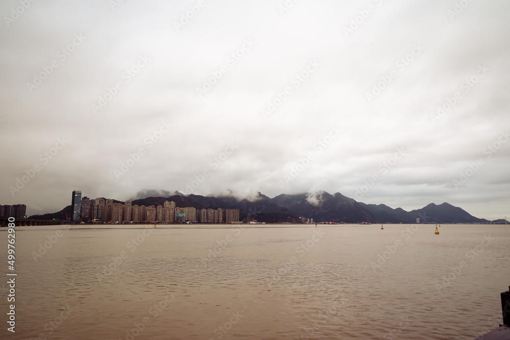 Ou River on a cloudy day in Wenzhou China