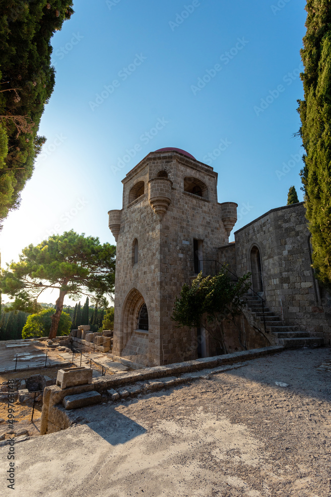 The territory of Filerimos Monastery on the island of Rhodes in Greece
