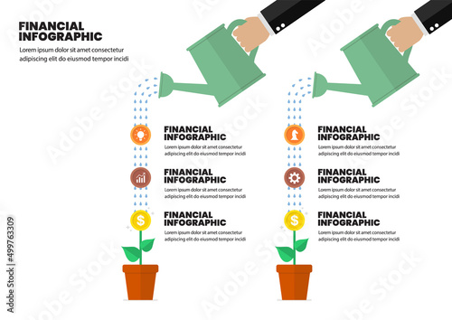 Hand watering money plant infographic