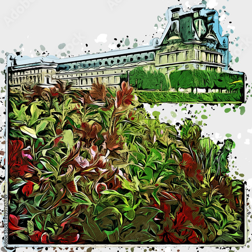 Schloss mit Schlossgarten, Illustration