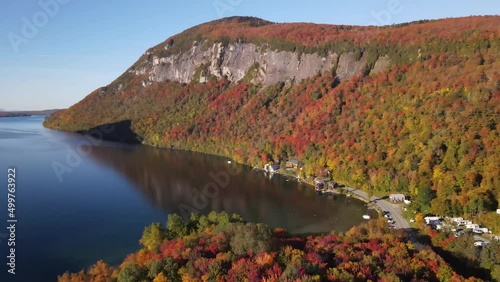 Beautiful aerial drone footage of the fall leaves on and around Mount Hor, Mount Pisgah, and Lake Willoughby during peak autumn foliage at Willoughby State forest in Westmore, Vermont. NEK photo