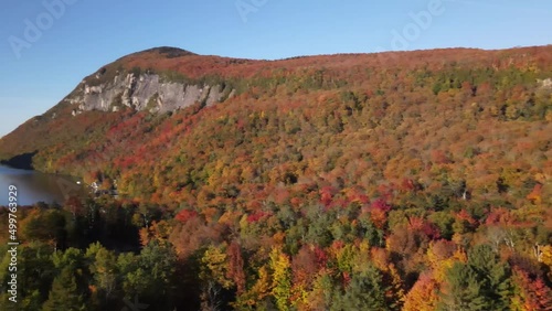 Beautiful aerial drone footage of the fall leaves on and around Mount Hor, Mount Pisgah, and Lake Willoughby during peak autumn foliage at Willoughby State forest in Westmore, Vermont. NEK photo