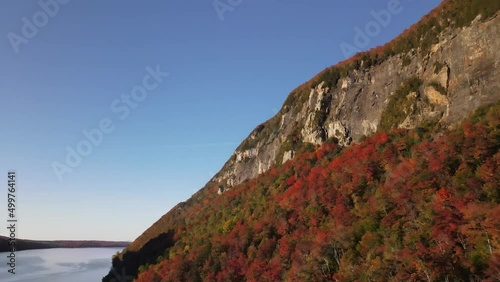 Beautiful aerial drone footage of the fall leaves on and around Mount Hor, Mount Pisgah, and Lake Willoughby during peak autumn foliage at Willoughby State forest in Westmore, Vermont. NEK photo