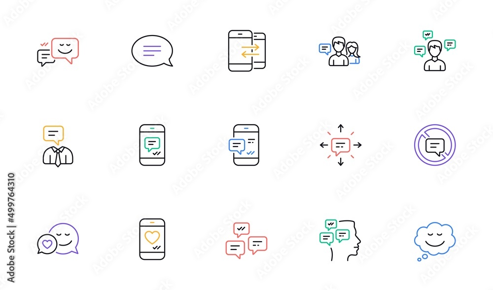 Message and Communication icons. Group chat, Speech bubble and Sms. Contact linear icon set. Bicolor outline web elements. Vector Message and Communication icons. Group chat, Speech bubble and Sms. Contact linear icon set. Bicolor outline web elements. Vector