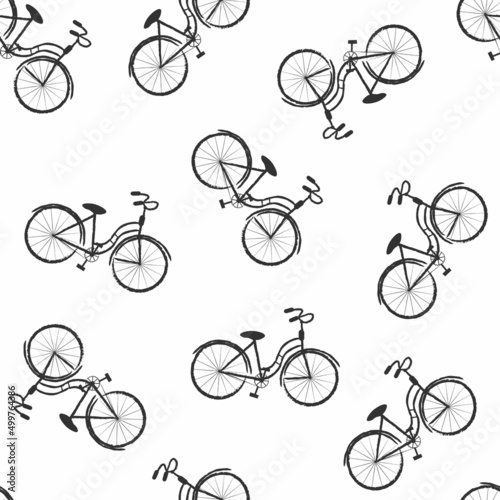Black bicycle seamless pattern. Vector illustration for fabric, textile, paper, card design or baby clothings.