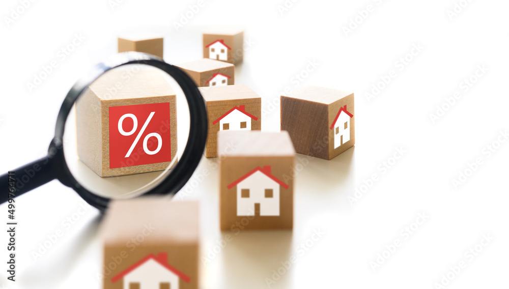 Interest rate financial and mortgage rates concept.