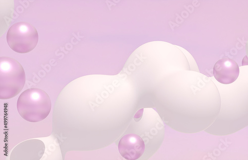 Beauty fashion background with floating white sphere for cosmetic product display. 3d rendering. © mim.girl