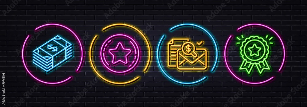 Loyalty star, Usd currency and Accounting report minimal line icons. Neon  laser 3d lights. Loyalty award icons. For web, application, printing. Bonus  reward, Buying commerce, Check finance. Vector Stock Vector | Adobe