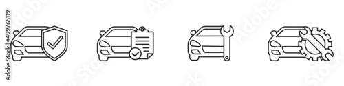 Car service vector icon set. Checkup illustration sign. Registration symbol.