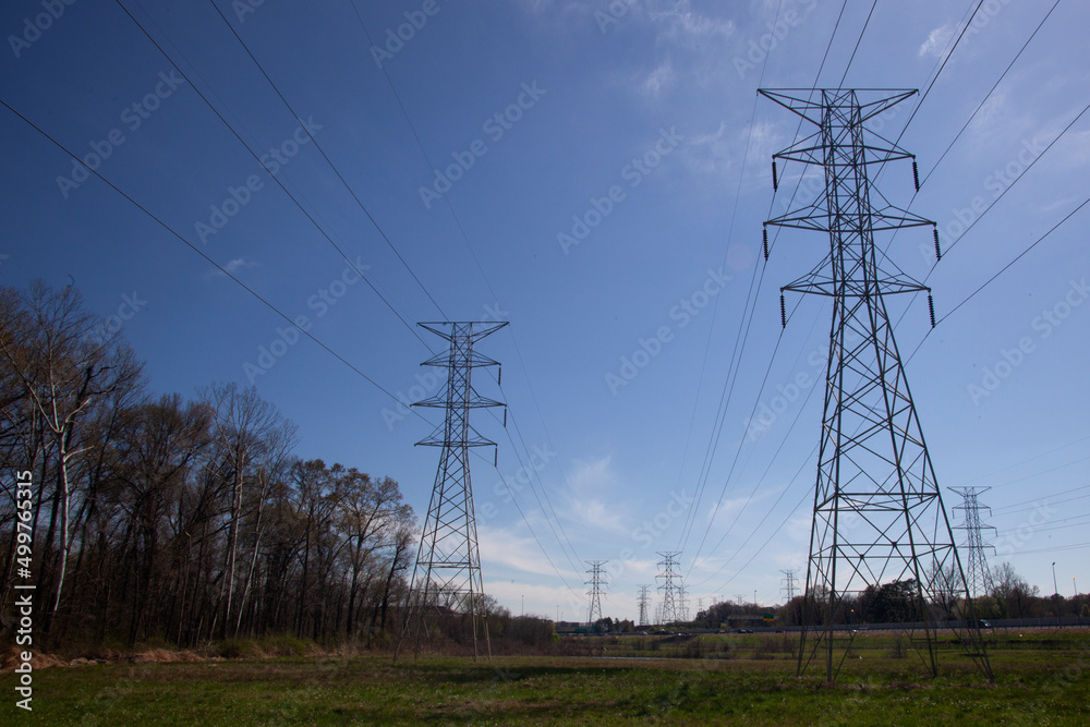 Power Lines with blue sky