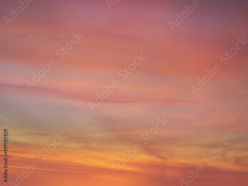 pink sunset at sea water reflection sun light on gold yellow clouds sky nature background