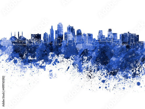 Obraz na plátně Kansas City skyline in watercolor on white background