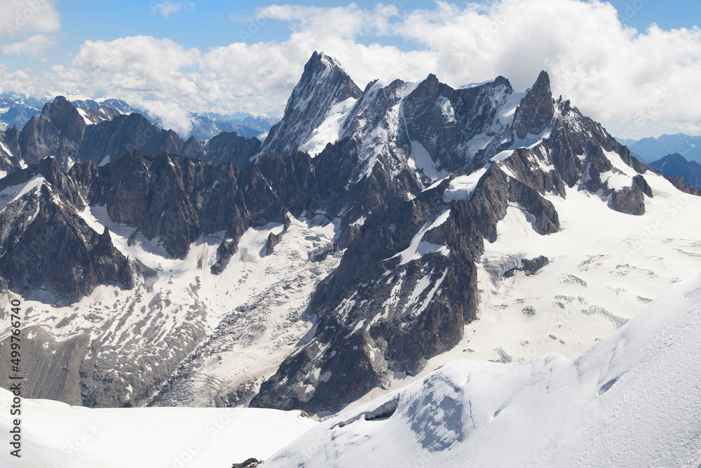 Grandes Jorasses and Dent du Geant from the Aiguille du Midi, French Alps
