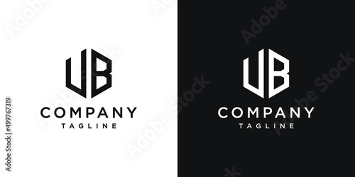 Creative Letter UB Monogram Hexagon Logo Design Icon Template White and Black Background photo