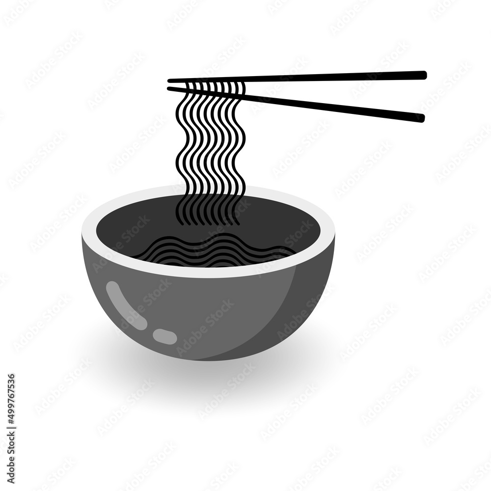 Bowl of instant noodles, chopsticks, Asian food design. Vector illustration. Bowl of instant noodles, chopsticks, Asian food design. Vector illustration.