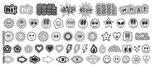 Canvas Set Of Cool Emoticon Smile Stickers