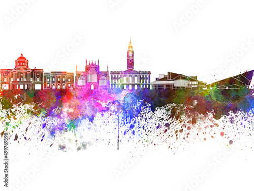 Kingston Upon Hull skyline in watercolor