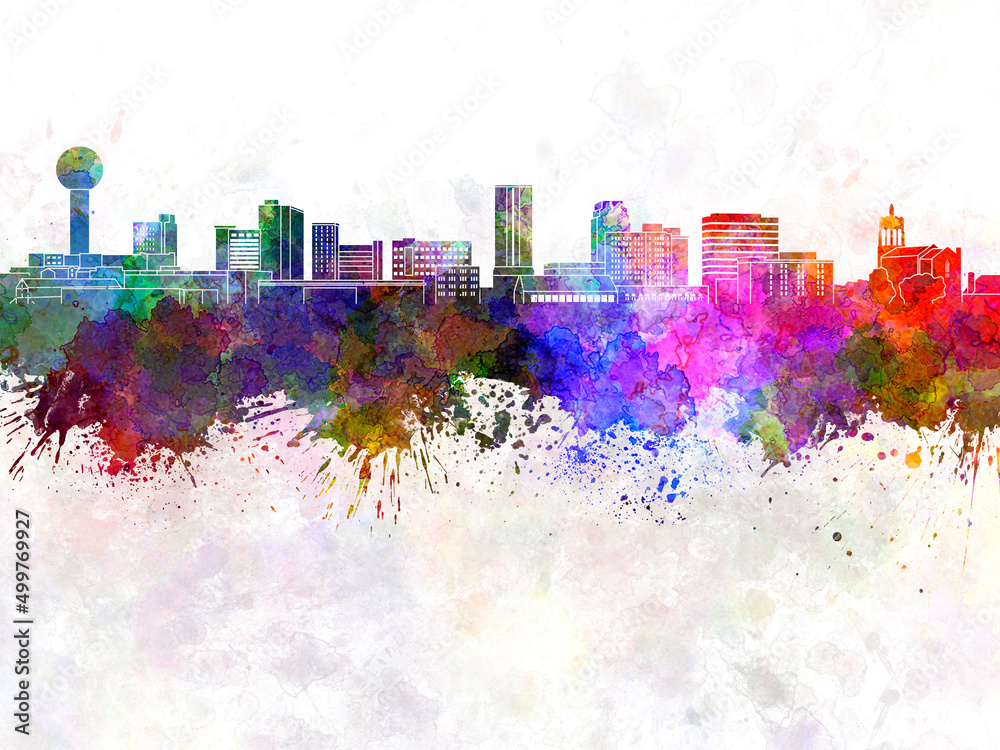 Knoxville skyline in watercolor background - obrazy, fototapety, plakaty 