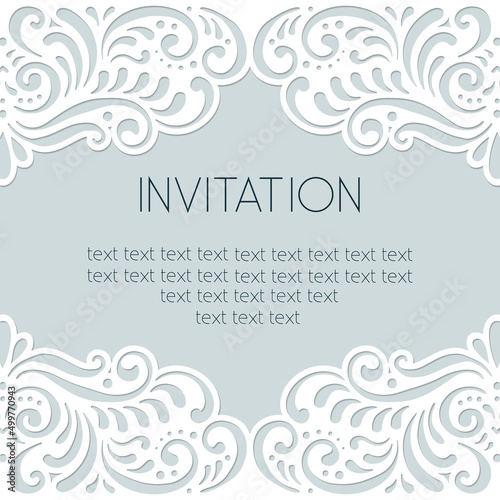 Invitation background with openwork ornamental pattern, vector.