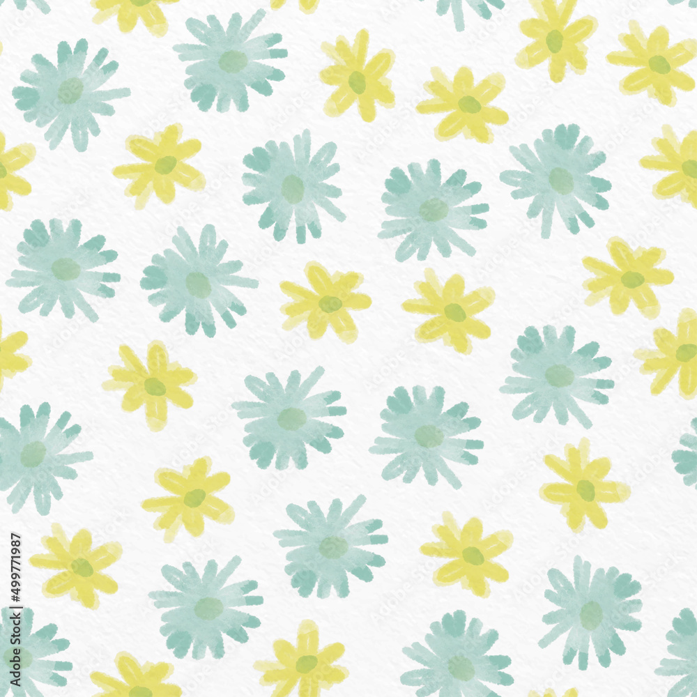 seamless twotone daisy blossom pattern on white background, greeting card or fabric seamless twotone daisy blossom pattern on white background, greeting card or fabric