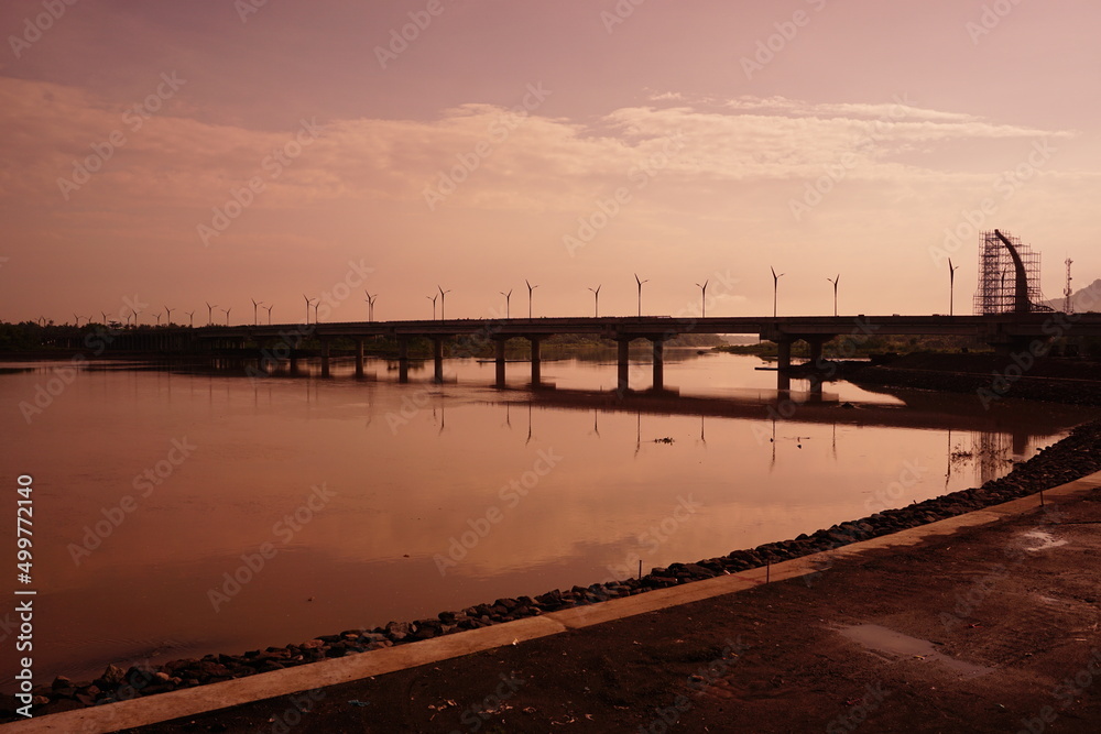 sunset over the pier