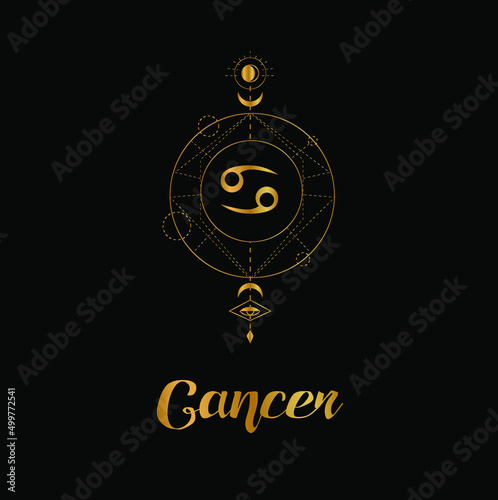 
The illustration - zodiac sign in the black and gold color.